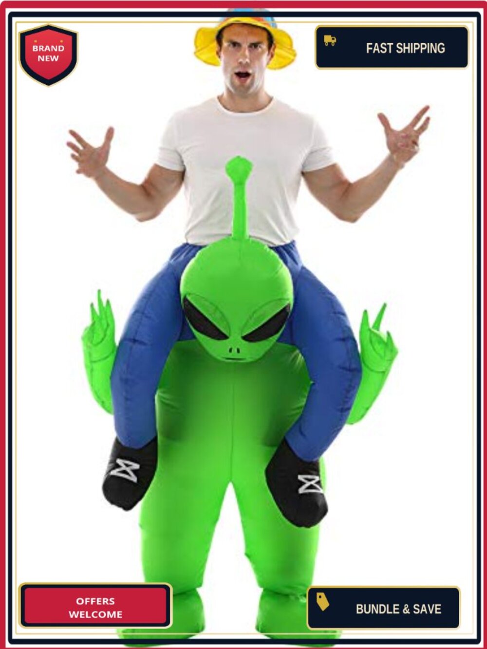 Adult Inflatable Alien Costume Ride-On Blow Up Halloween Cosplay
